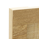 Arne free-standing wood and rattan headboard, queen - LuxenHome