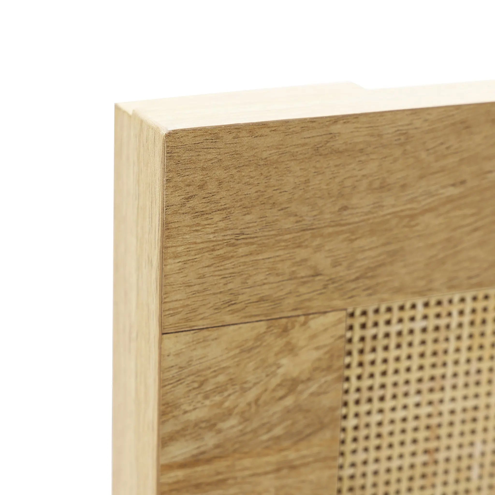 Arne free-standing wood and rattan headboard, queen - LuxenHome