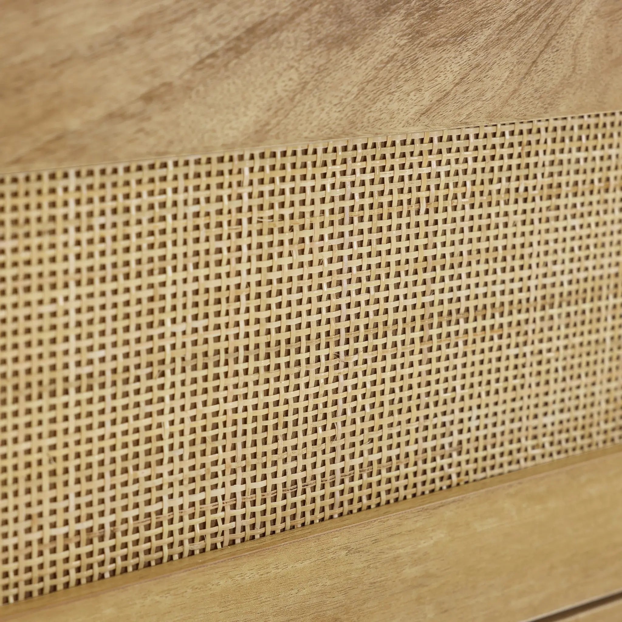 Arne free-standing wood and rattan headboard, queen - LuxenHome