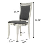 Modern Distressed Off White Rubberwood and Gray Upholstered Dining Chair, Set of 2 - LuxenHome