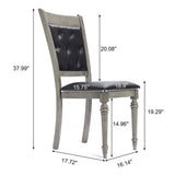 Modern Gray Rubberwood and Upholstered Black Dining Chair, Set of 2 - LuxenHome