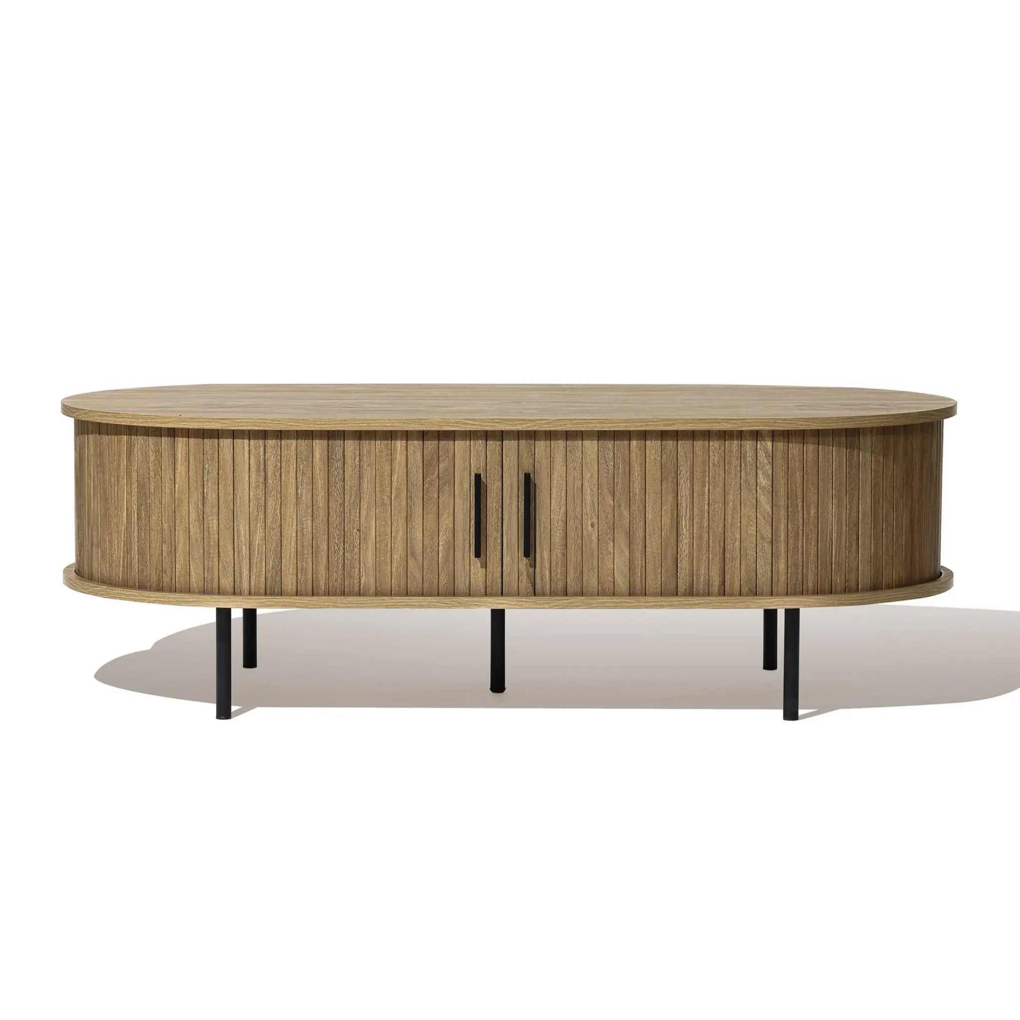 Aria tambour door coffee table, oak - LuxenHome