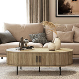 Aria tambour door coffee table, oak - LuxenHome