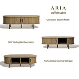 Aria tambour door coffee table, oak - LuxenHome