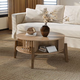 Miko coffee table with solid wood legs and storage - LuxenHome