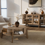 Miko coffee table with solid wood legs and storage - LuxenHome
