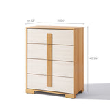 This wooden dresser boasts a stylish mid-century modern design with five spacious drawers, providing an elegant storage solution. Measuring 31.06 in width, 40.94 in height, and 17.32 in depth, its perfect for organizing your space while adding a touch of retro charm.