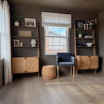 Kaia rope & wood finish etagere bookcase with 2-door cabinet - LuxenHome