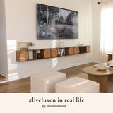 Kaia rope & wood finish floating wall mount shelf unit with cabinet - LuxenHome