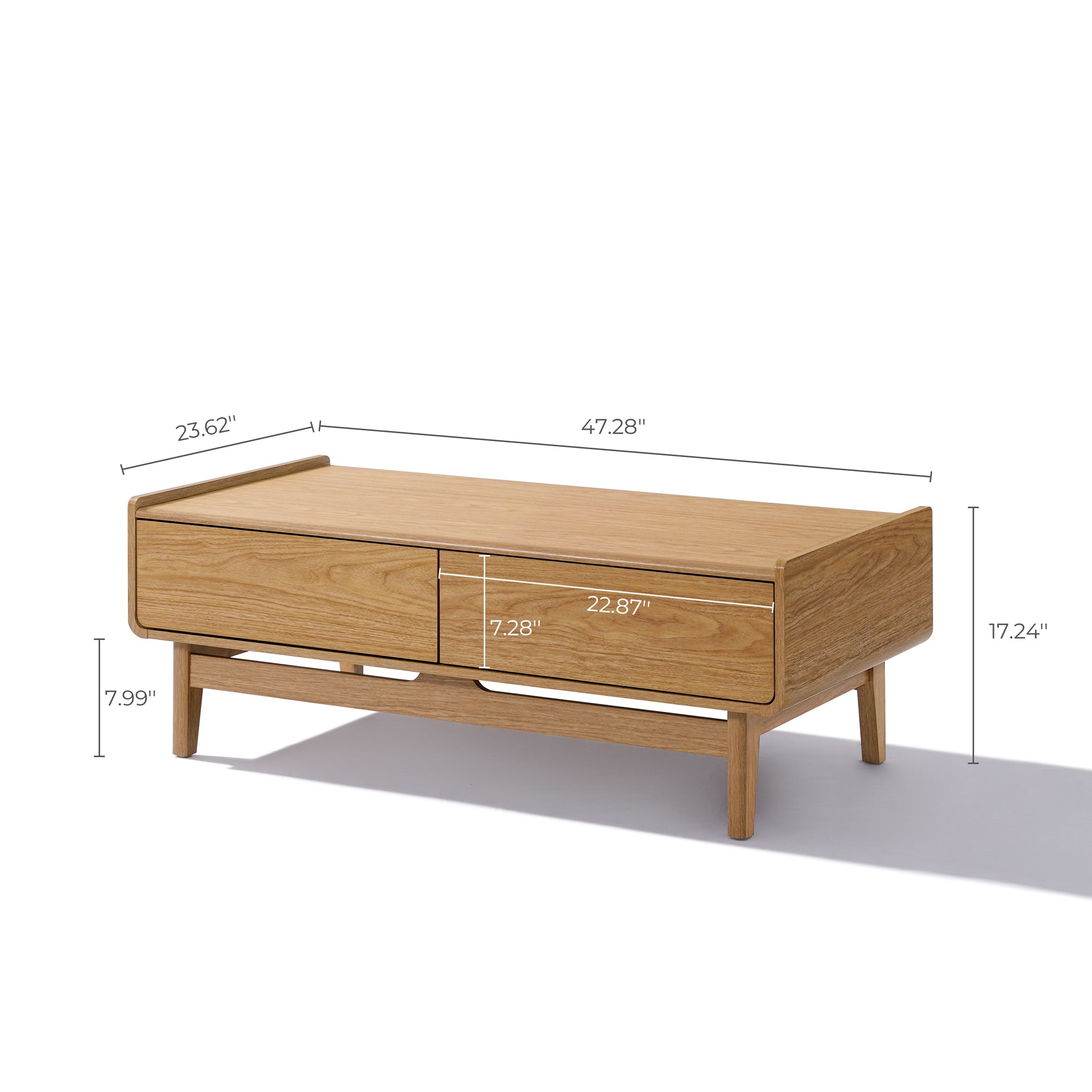 Eric oak finish coffee table with storage - LuxenHome
