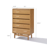 Eric oak finish 5-drawer dresser - LuxenHome