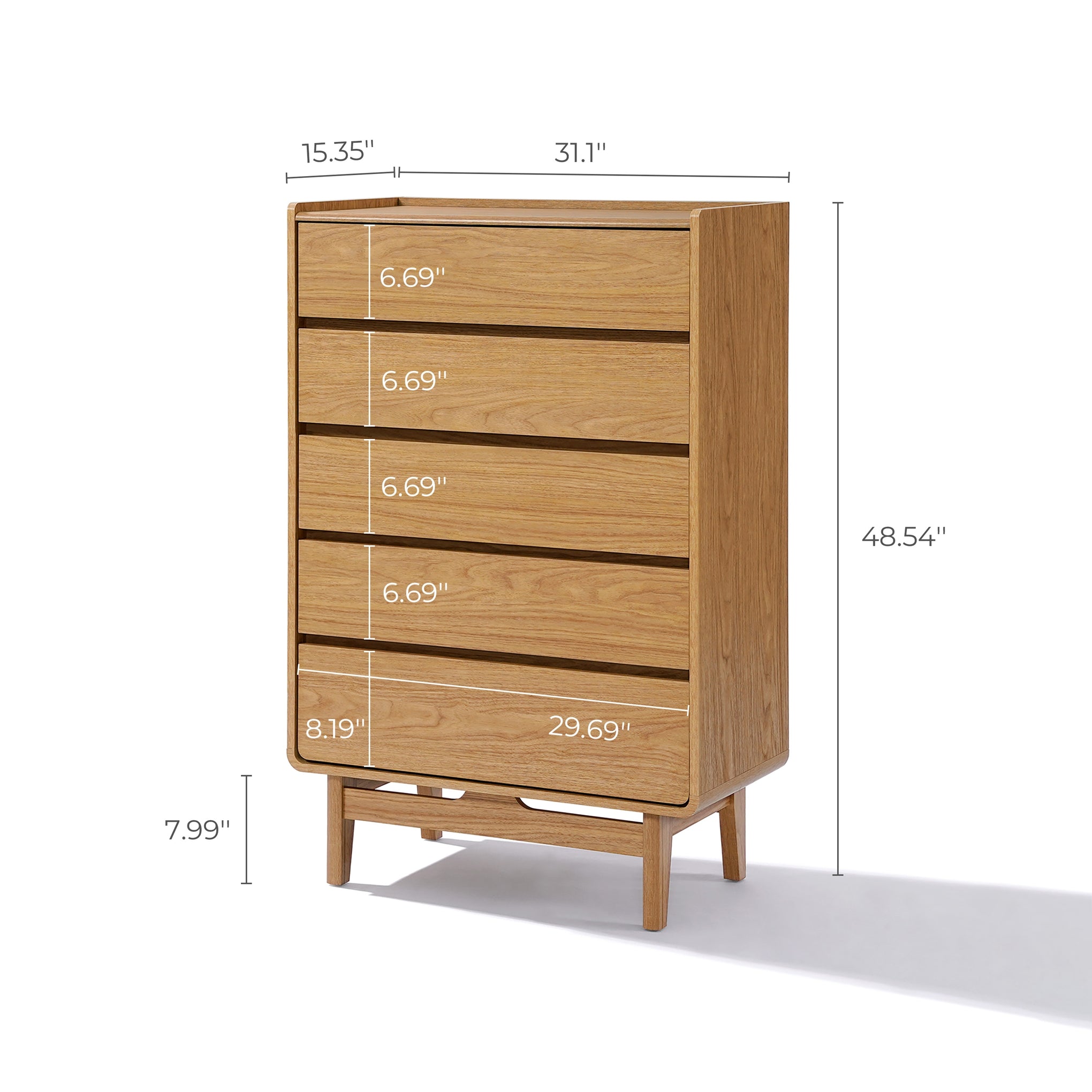 Eric oak finish 5-drawer dresser - LuxenHome