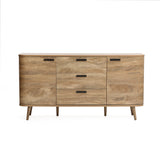 Anya oak finish buffet cabinet with drawers - LuxenHome