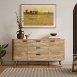 Anya oak finish buffet cabinet with drawers - LuxenHome