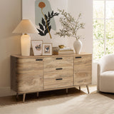 Anya oak finish buffet cabinet with drawers - LuxenHome
