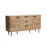 Anya oak finish buffet cabinet with drawers - LuxenHome