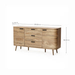 Anya oak finish buffet cabinet with drawers - LuxenHome