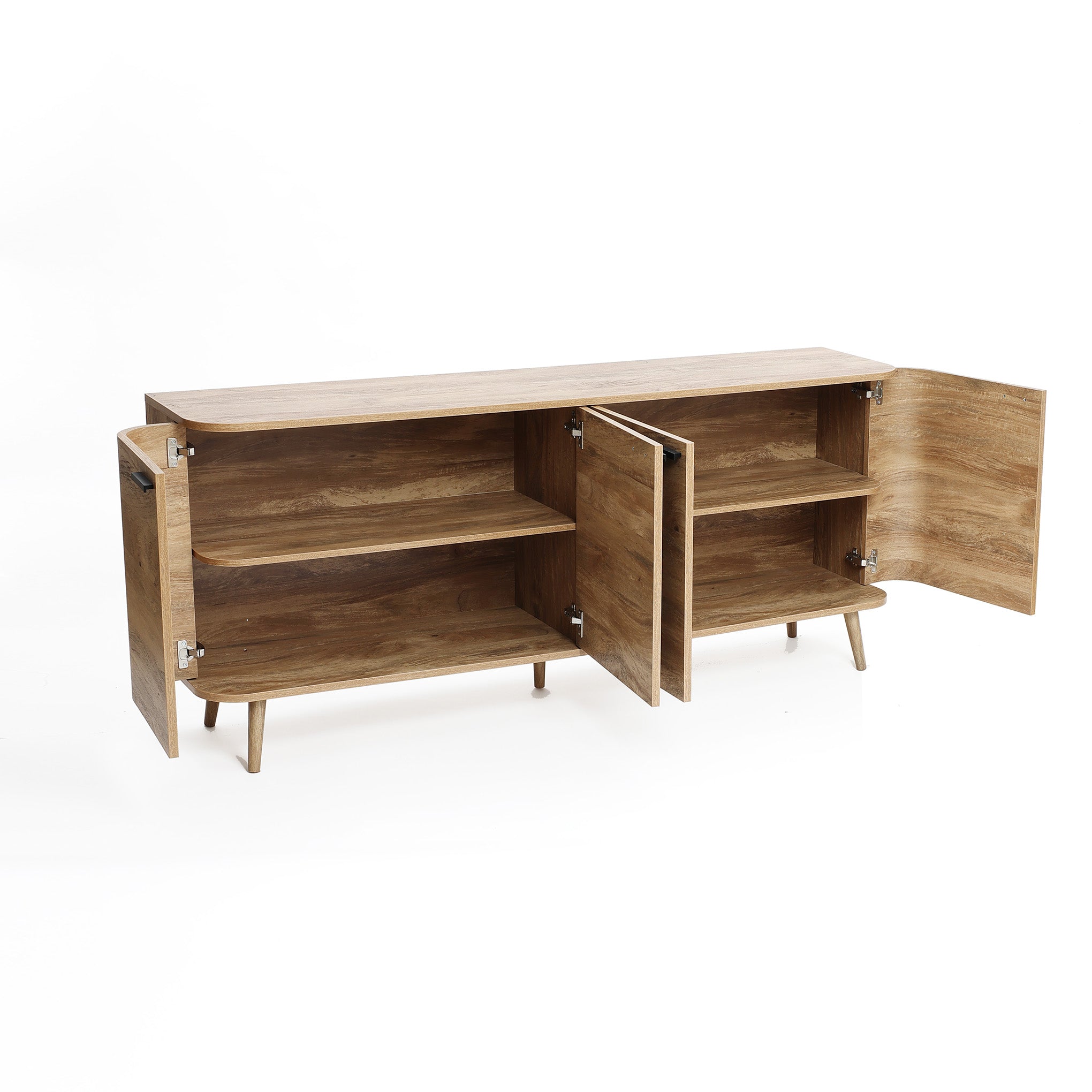 Anya oak finish 4-door sideboard cabinet - LuxenHome