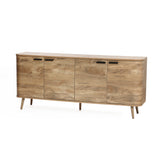 Anya oak finish 4-door sideboard cabinet - LuxenHome