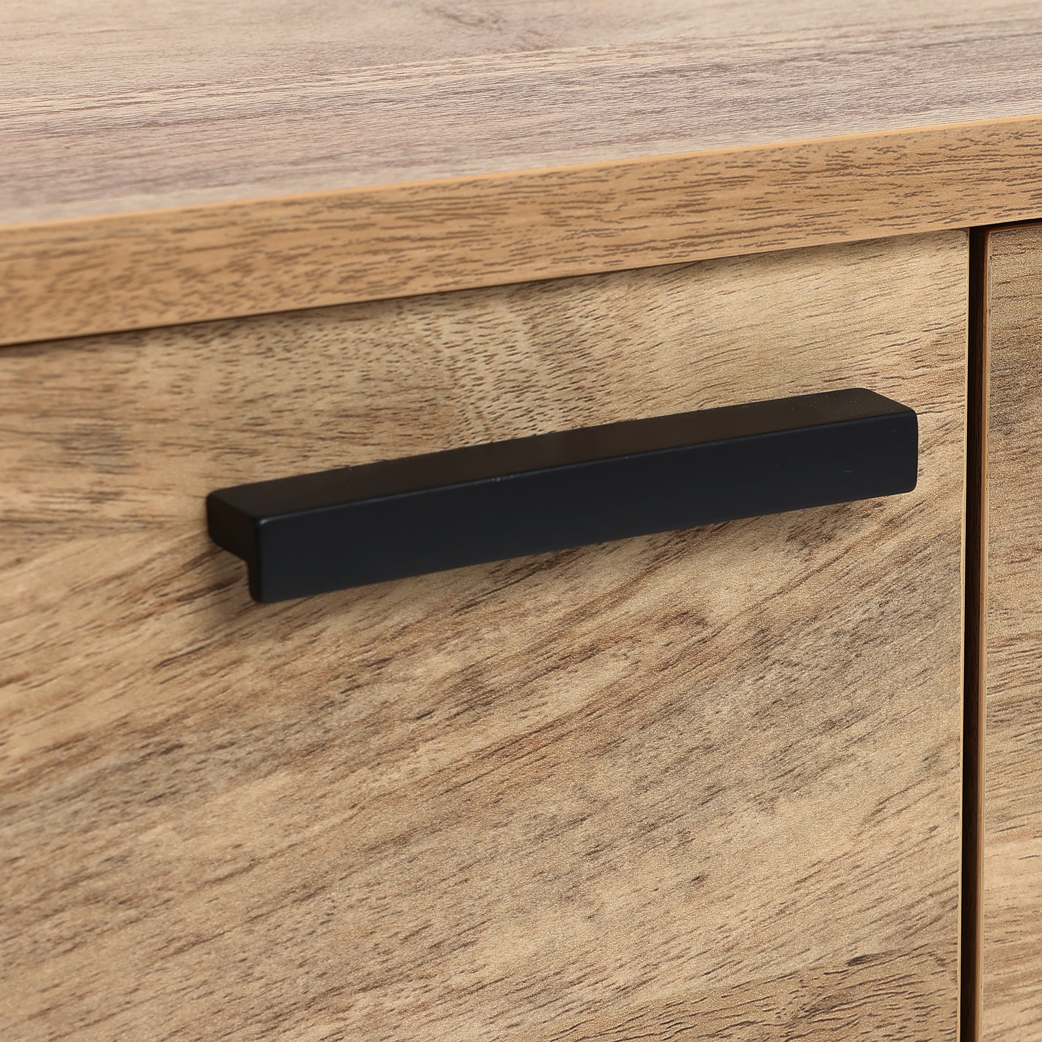 Anya oak finish 4-door sideboard cabinet - LuxenHome