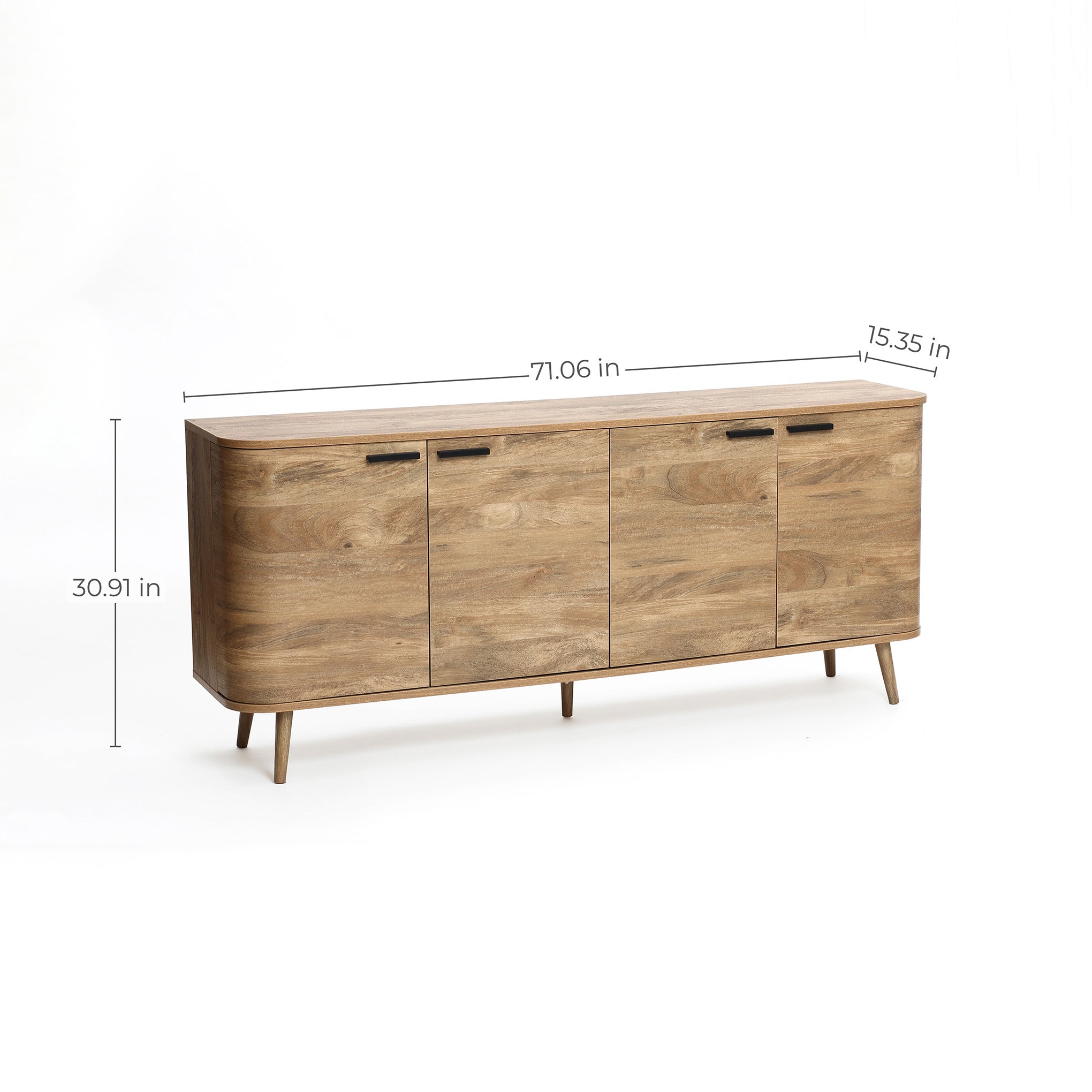 Anya oak finish 4-door sideboard cabinet - LuxenHome