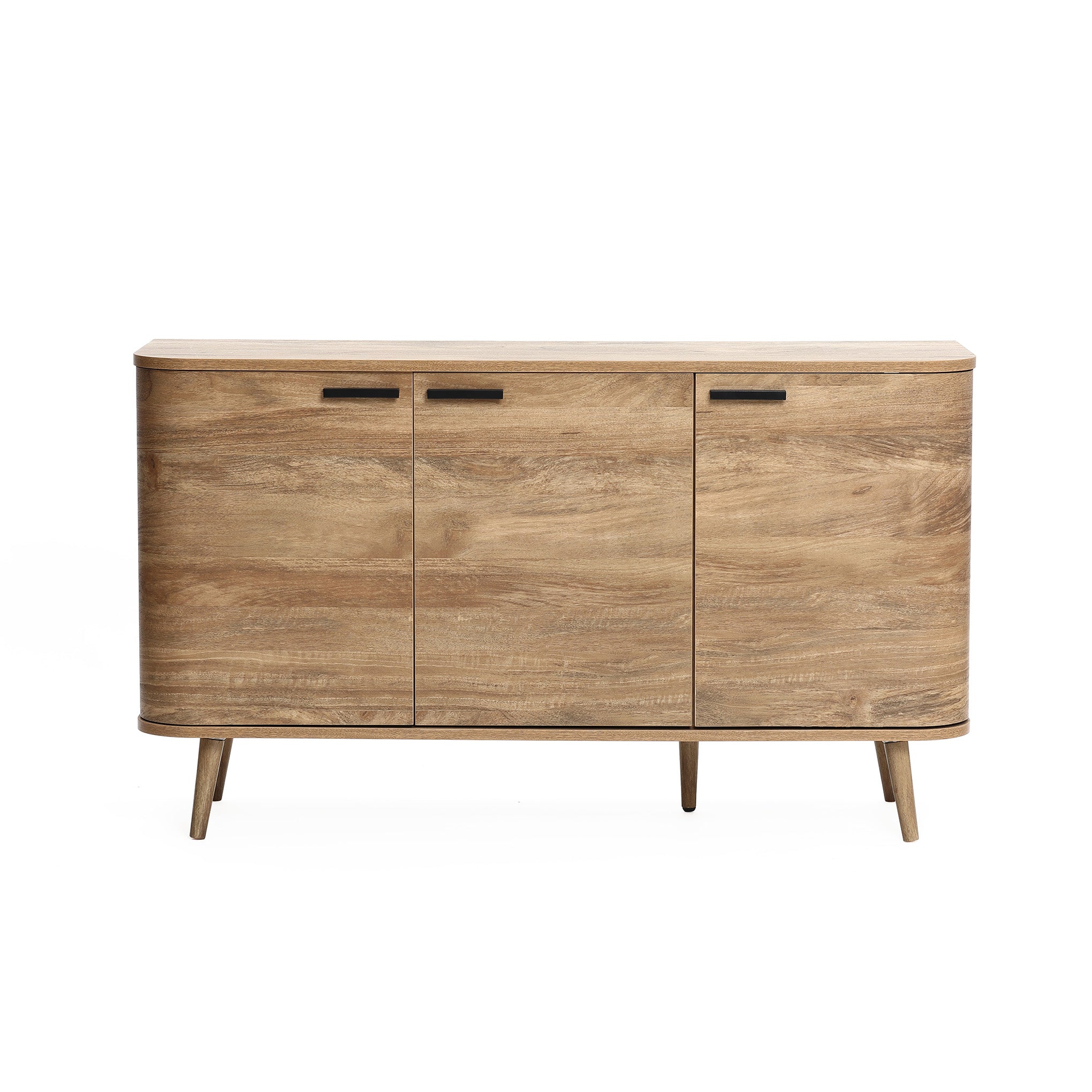 Anya oak finish 3-door buffet cabinet - LuxenHome