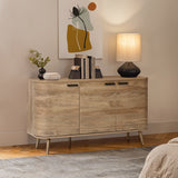 Anya oak finish 3-door buffet cabinet - LuxenHome