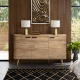 Anya oak finish 3-door buffet cabinet - LuxenHome