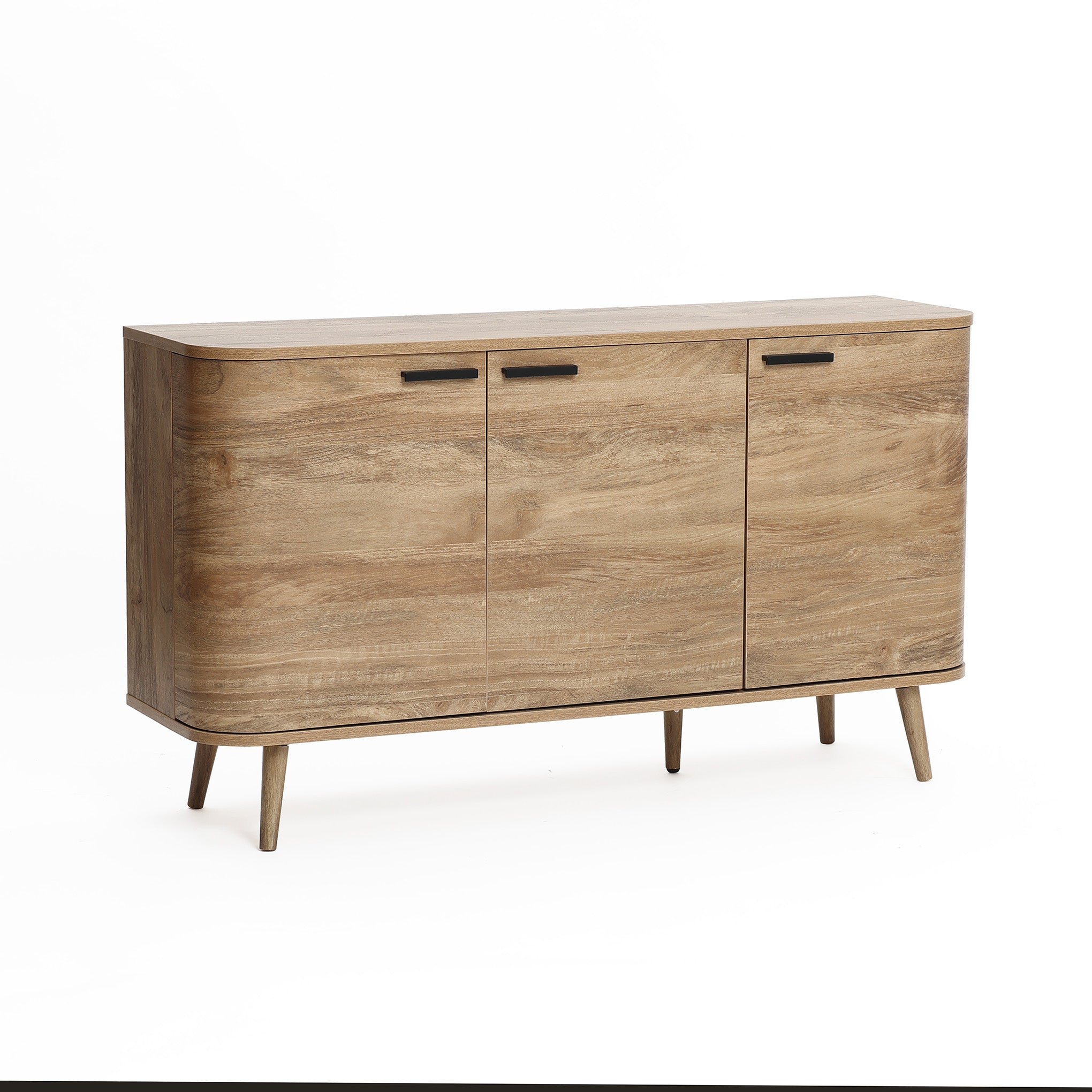 Anya oak finish 3-door buffet cabinet - LuxenHome