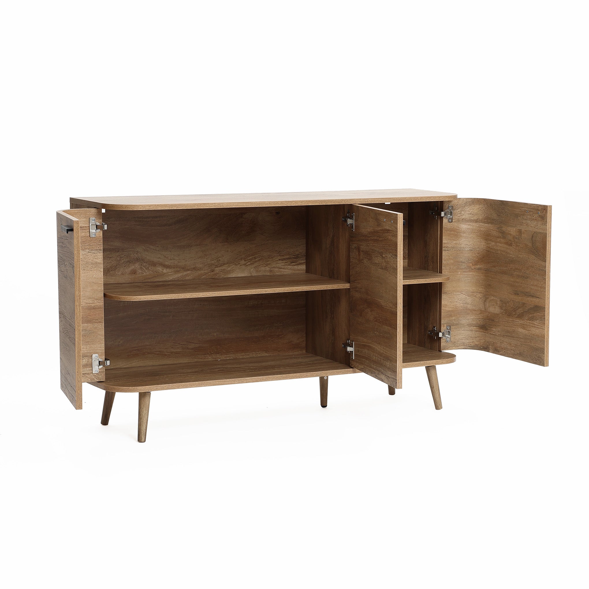 Anya oak finish 3-door buffet cabinet - LuxenHome