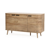 Anya oak finish 3-door buffet cabinet - LuxenHome