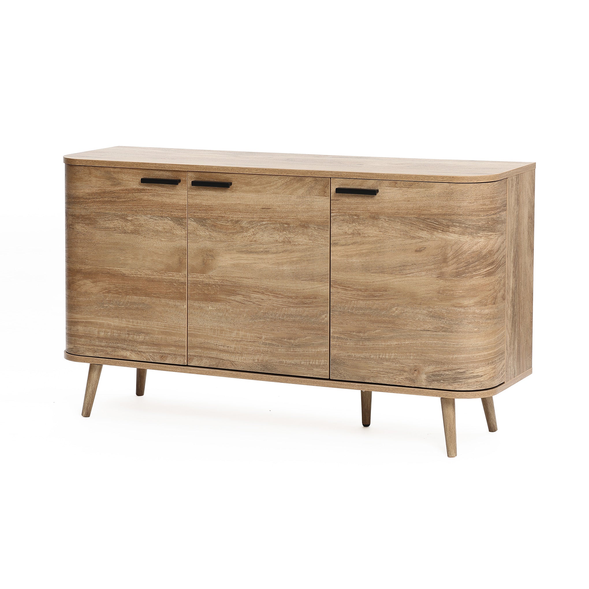 Anya oak finish 3-door buffet cabinet - LuxenHome