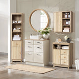 Priya natural finish wave storage cabinet - LuxenHome