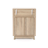 Priya natural finish wave storage cabinet - LuxenHome