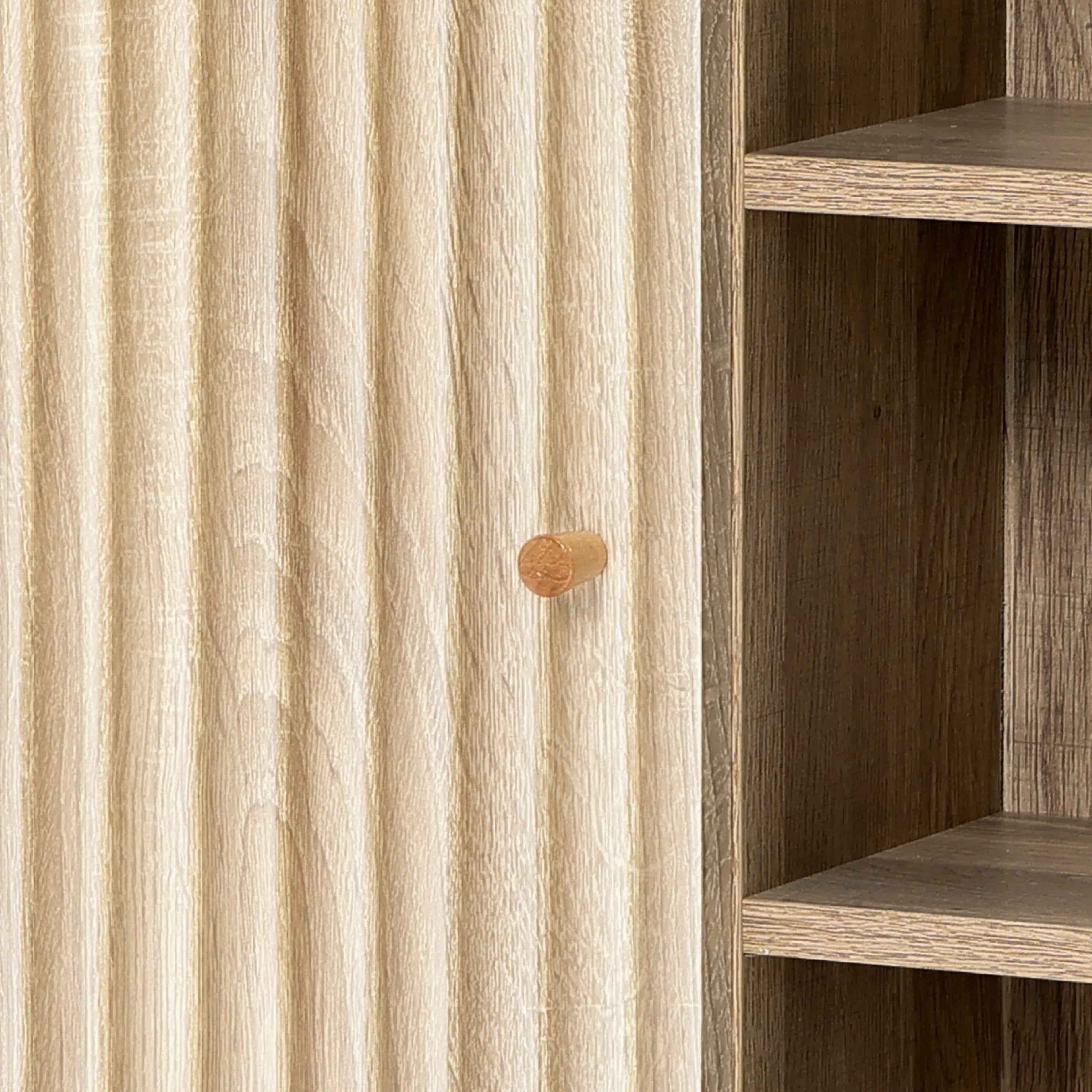 Priya natural finish wave wall cabinet - LuxenHome