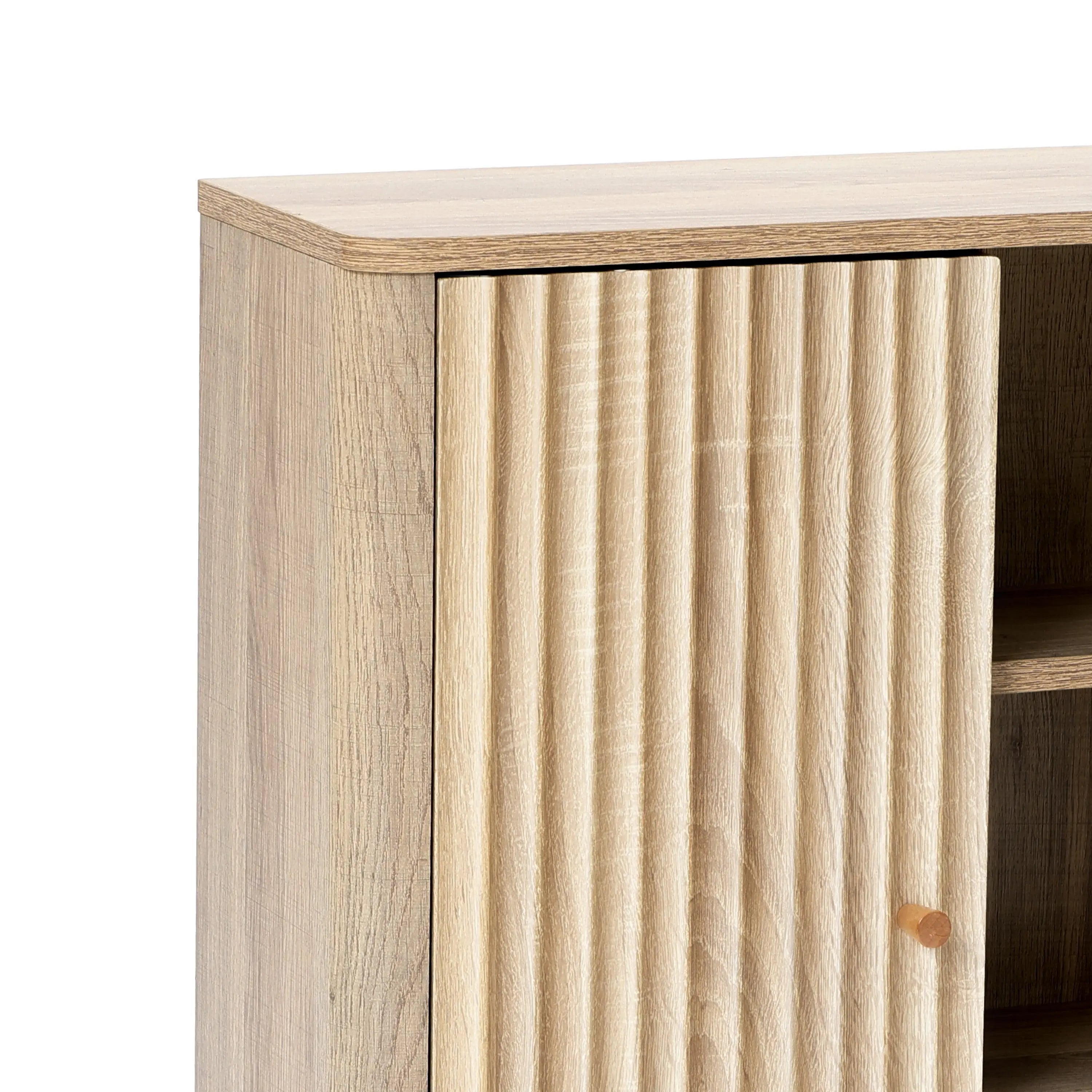 Priya natural finish wave wall cabinet - LuxenHome
