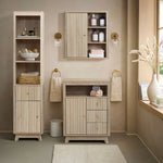 Priya natural finish wave linen cabinet - LuxenHome