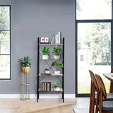 4-Shelf 58.3" x 23.62" W Wood and Metal Ladder Bookcase - LuxenHome
