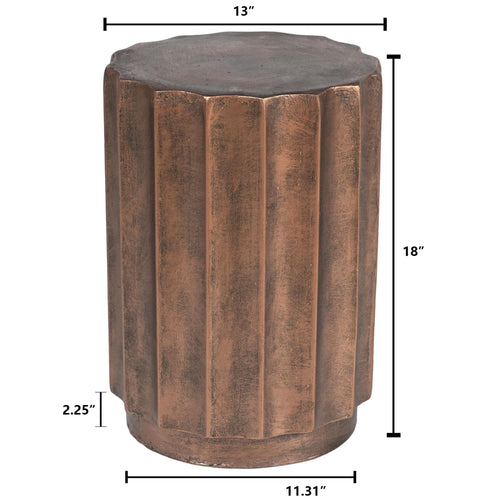 Weathered Copper Cement Indoor Outdoor Side and End Table