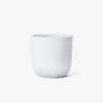 Contemporary planter in a minimalist design, featuring a plain white ceramic pot on a white background.