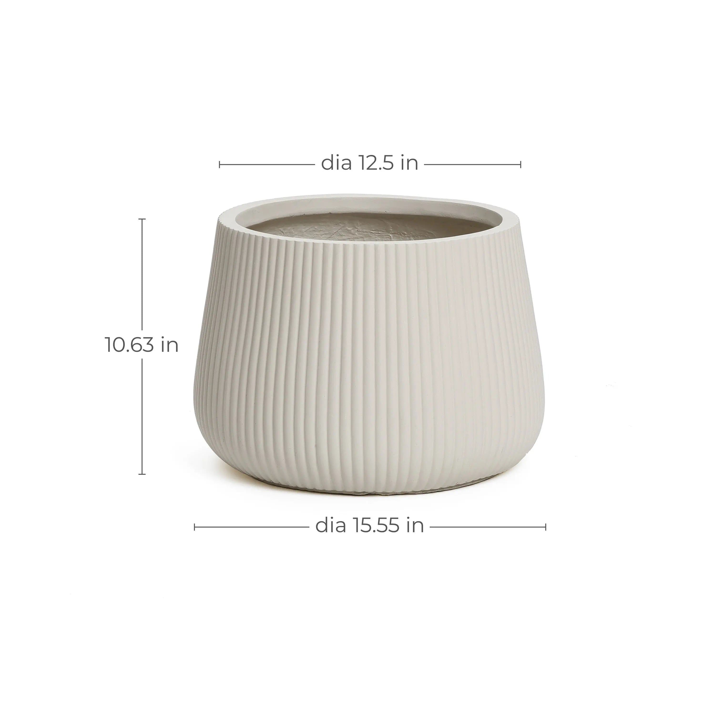 Ribbed round planter, 10.63" h - LuxenHome