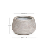 Ribbed bowl planter with brown texture, 11.4" w - LuxenHome
