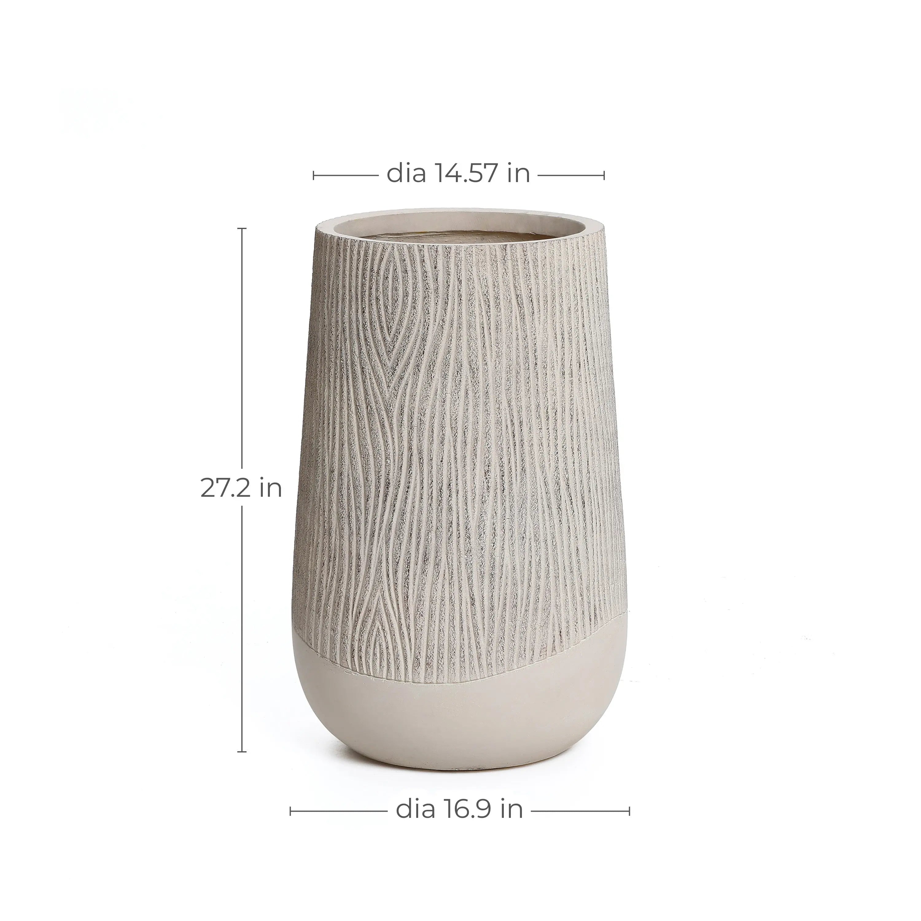 Blended tan with wood pattern tall tapered planter, 27" h - LuxenHome