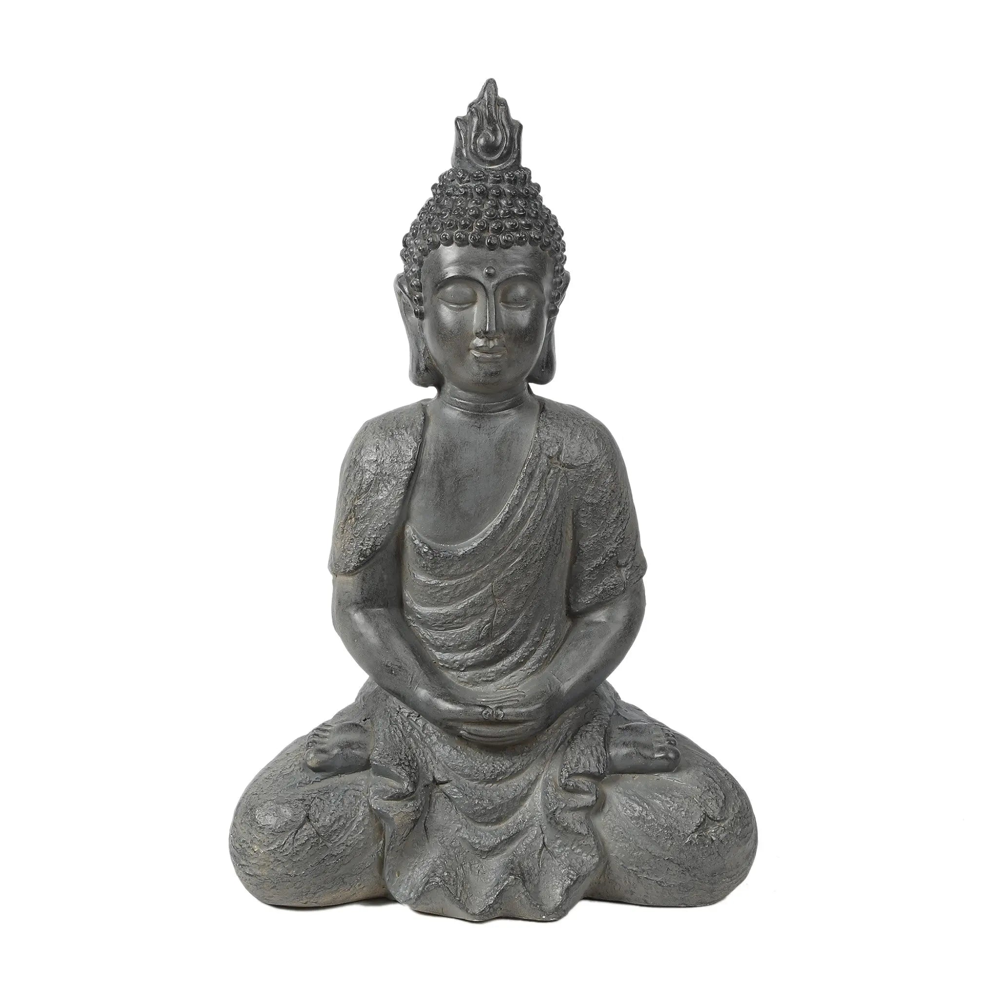 Gray MgO Meditating Buddha Garden Statue - LuxenHome