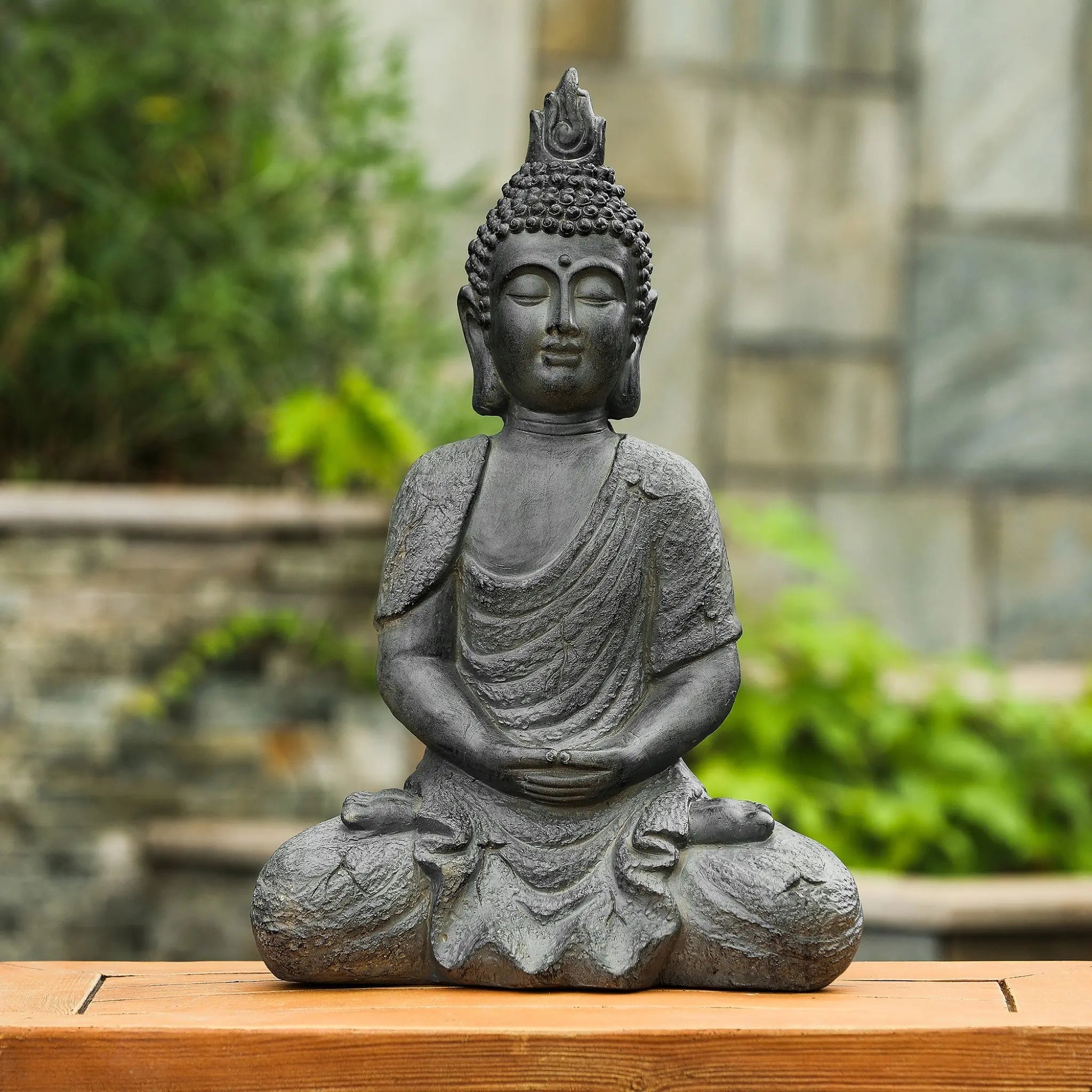 Gray MgO Meditating Buddha Garden Statue - LuxenHome