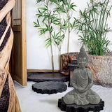 Gray MgO Meditating Buddha Garden Statue - LuxenHome