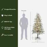 Pre-Lit Slim Cedar Christmas Tree with Stand,6.5ft