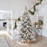 Pre-Lit Flocked Artificial Christmas Tree with Stand,6.5ft