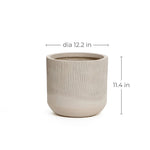 Blended tan with wood pattern round planter, 11.4" h - LuxenHome