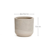 Blended tan with wood pattern round planter, 11.4" h - LuxenHome